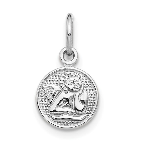 14K White Gold Small Polished Angel Round Charm