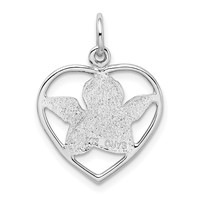 14K White Gold Cut-out Angel in Heart Charm view 3