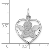 14K White Gold Cut-out Angel in Heart Charm view 4