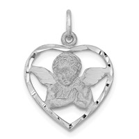 14K White Gold Cut-out Angel in Heart Charm view 1