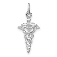 14K White Gold 3-D Caduceus Charm view 3