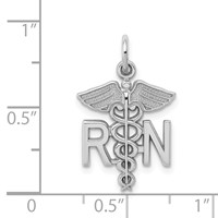 14K White Gold RN Registered Nurse Charm view 4