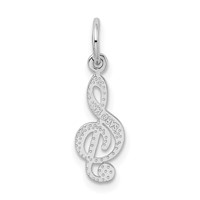14K White Gold Treble Clef Charm view 3