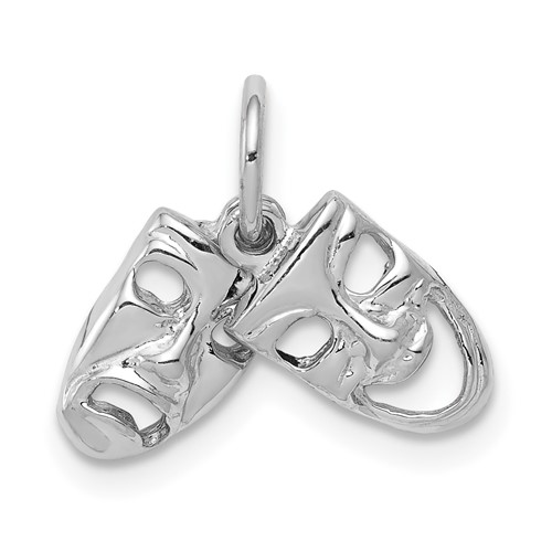 14K White Gold Comedy Tragedy 2-Piece Charm