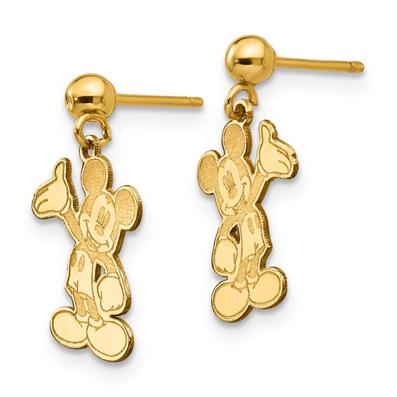 14k Disney Waving Mickey Dangle Post Earrings