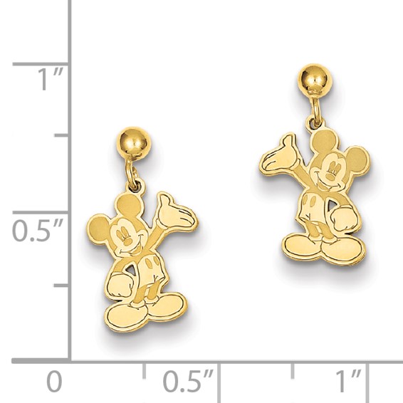 14k Disney Waving Mickey Dangle Post Earrings