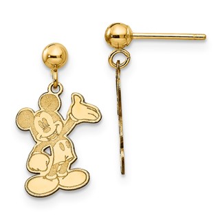 14k Disney Waving Mickey Dangle Post Earrings
