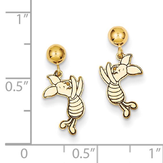 14k Disney Piglet Dangle Post Earrings