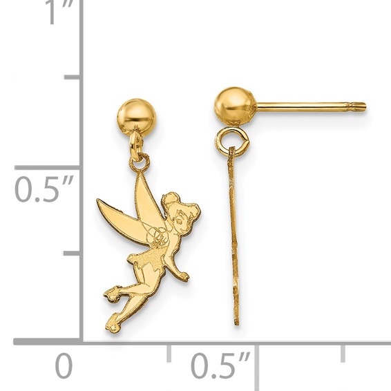 14k Disney Tinker Bell Dangle Post Earrings