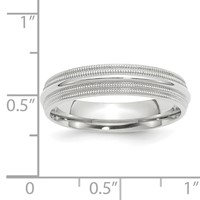 10K White Gold 5mm Double Milgrain Comfort Fit Wedding Band view 4