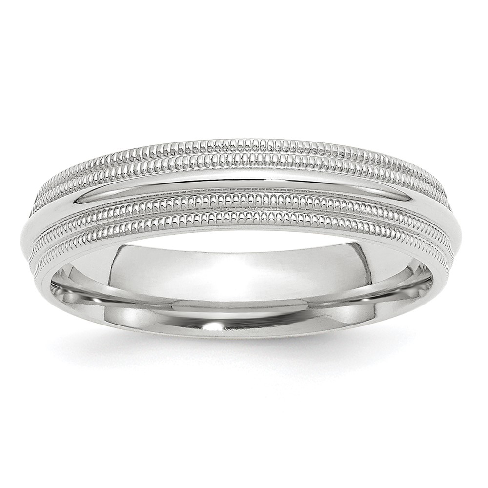 10K White Gold 5mm Double Milgrain Comfort Fit Wedding Band
