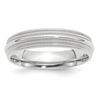 10K White Gold 5mm Double Milgrain Comfort Fit Wedding Band view 1