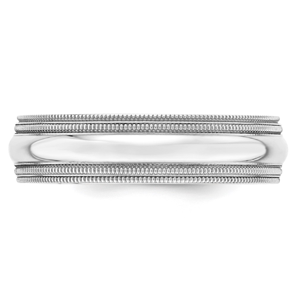 10k White Gold 6mm Double Milgrain Comfort Fit Wedding Band Size 10 (1WDMC060-10)
