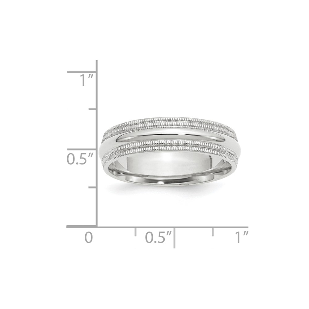 10k White Gold 6mm Double Milgrain Comfort Fit Wedding Band Size 10 (1WDMC060-10)