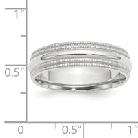 14K White Gold 6mm Double Milgrain Comfort Fit Wedding Band view 4