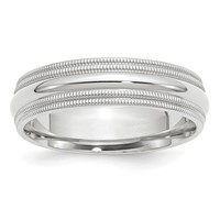 14K White Gold 6mm Double Milgrain Comfort Fit Wedding Band view 1
