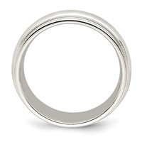 14K White Gold 7mm Double Milgrain Comfort Fit Wedding Band - Size 8 view 2