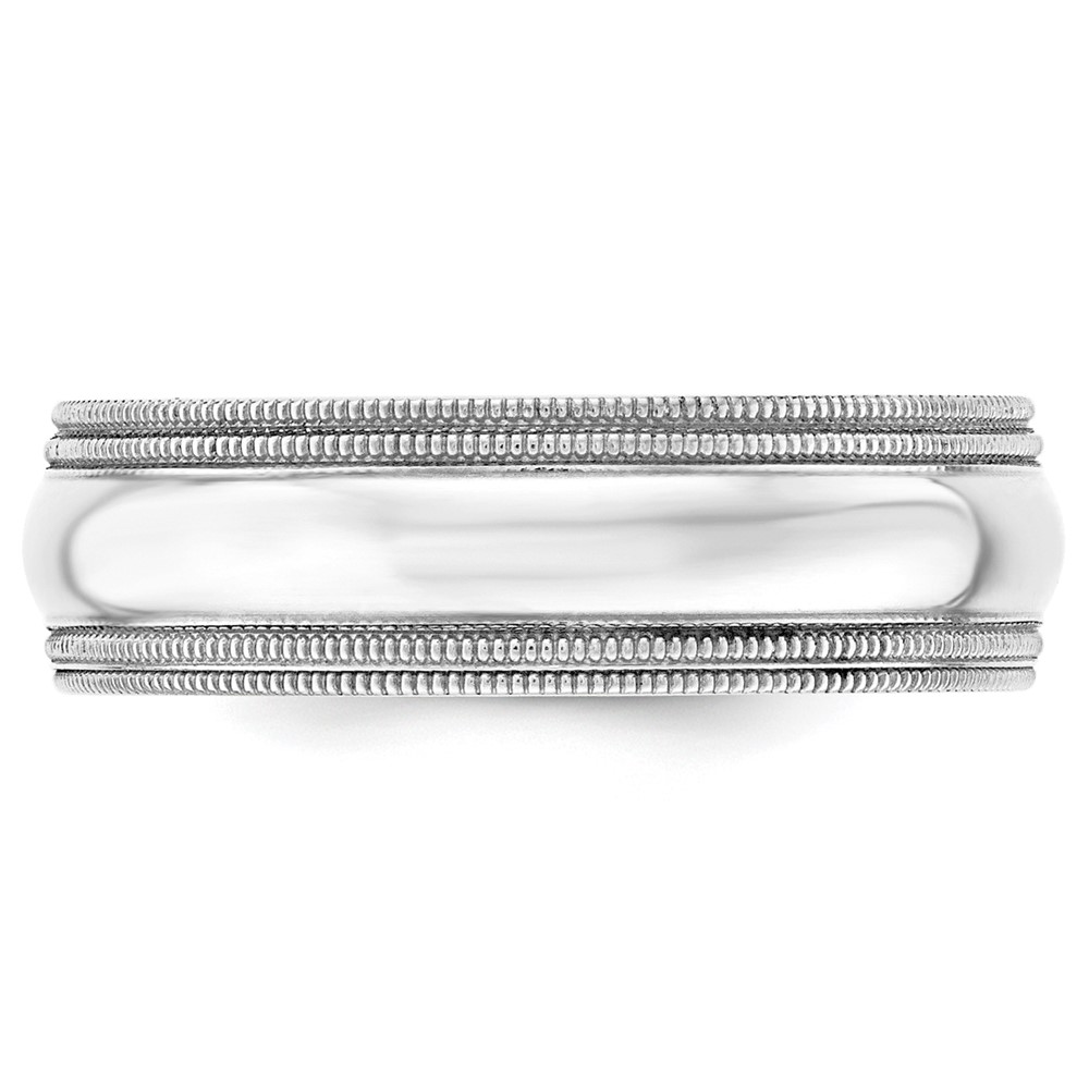 10k White Gold 7mm Double Milgrain Comfort Fit Wedding Band Size 11 (1WDMC070-11)