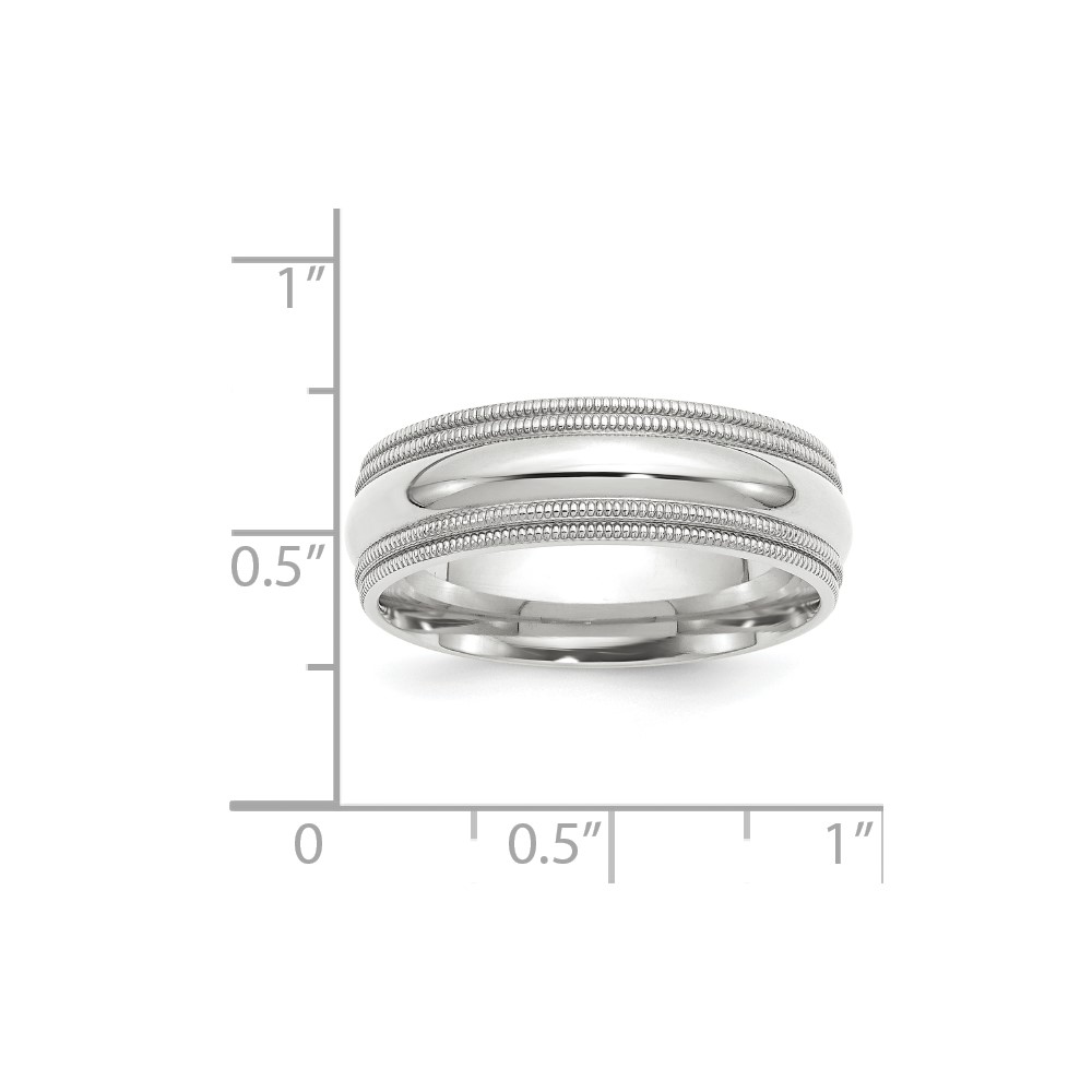 10k White Gold 7mm Double Milgrain Comfort Fit Wedding Band Size 11 (1WDMC070-11)