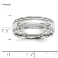 14K White Gold 7mm Double Milgrain Comfort Fit Wedding Band - Size 8 view 4