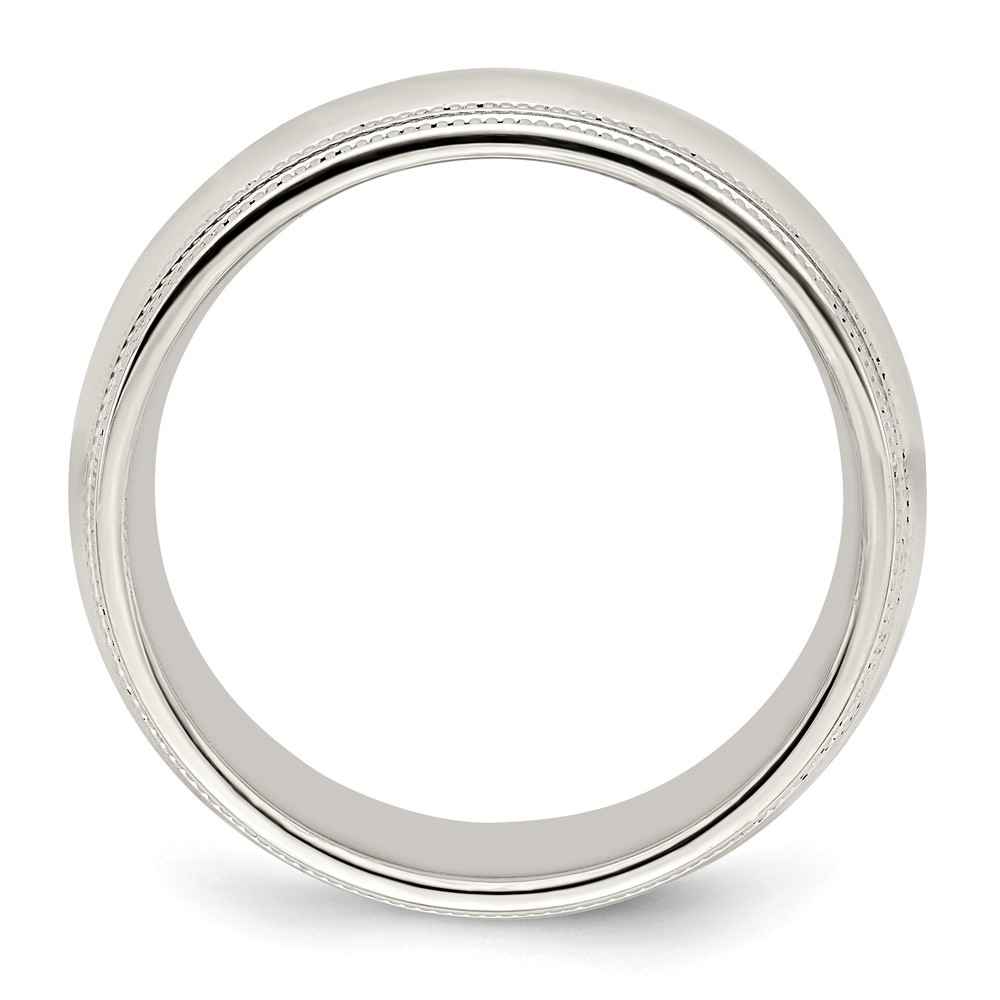 14k White Gold 8mm Double Milgrain Comfort Fit Wedding Band Size 6.5 (WDMC080-6.5)
