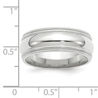 14K White Gold 8mm Double Milgrain Comfort Fit Wedding Band view 4