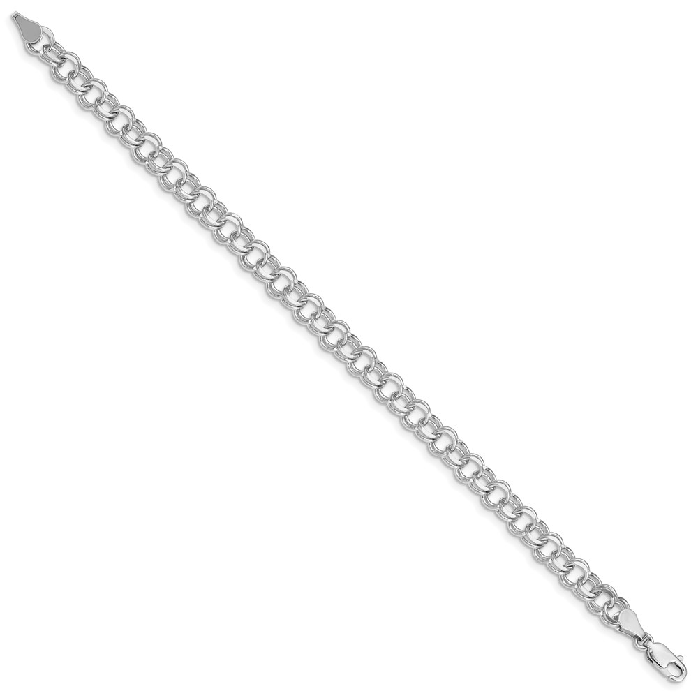 14k White Gold 6mm Solid Double Link 8 inch Charm Bracelet (WDO503-8)