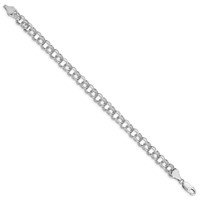 14K White Gold 6.5mm Solid Double Link 7 Inch Charm Bracelet view 2