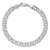 14K White Gold 6.5mm Solid Double Link 7 Inch Charm Bracelet view 3