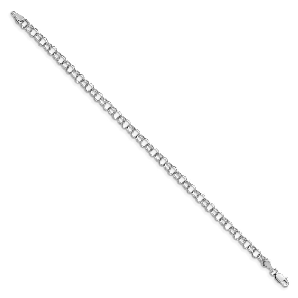 14k White Gold 4mm Solid Double Link 8 inch Charm Bracelet (WDO506-8)