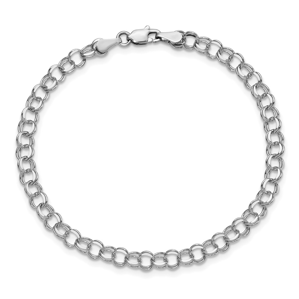 14k White Gold 4mm Solid Double Link 8 inch Charm Bracelet (WDO506-8)