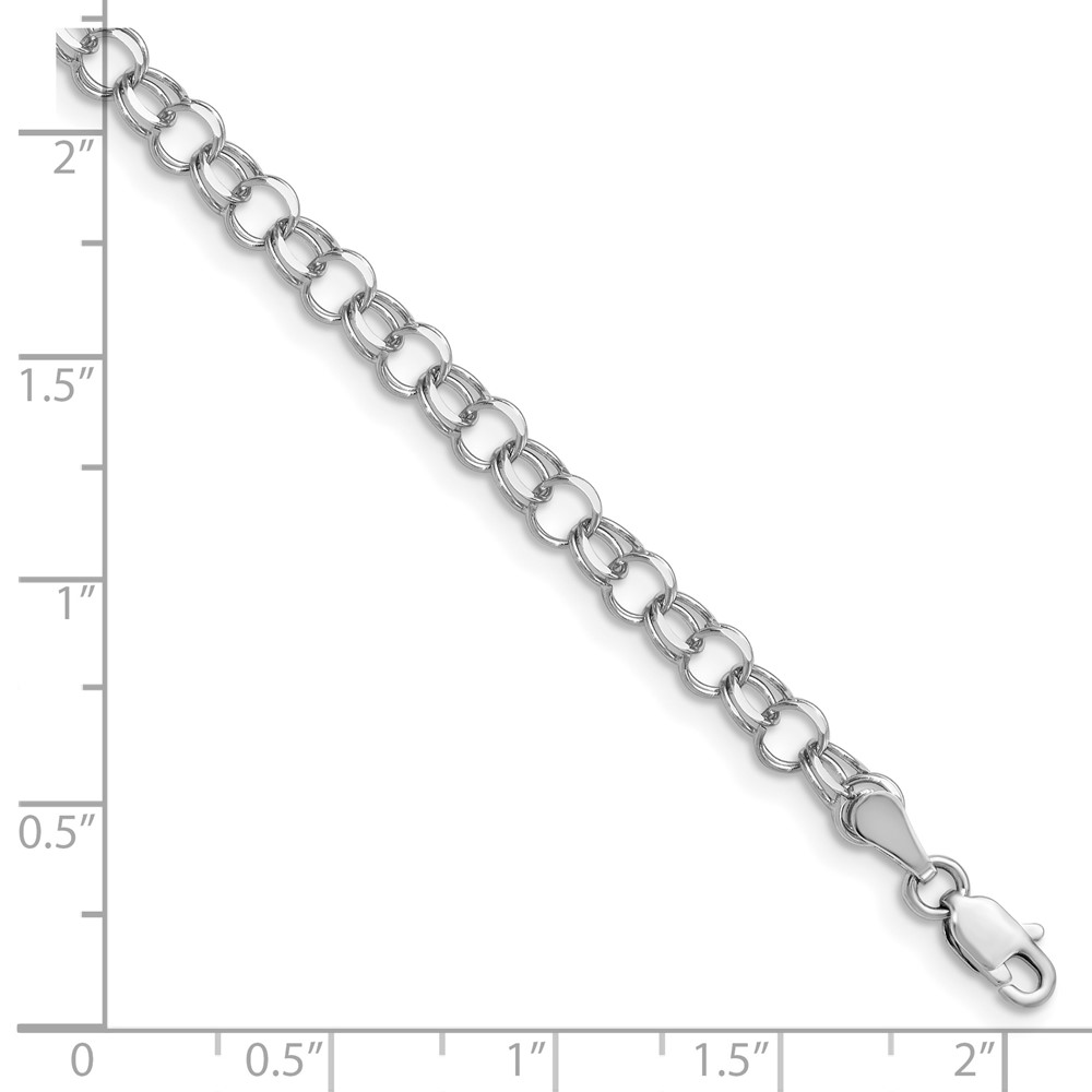 14k White Gold 4mm Solid Double Link 8 inch Charm Bracelet (WDO506-8)