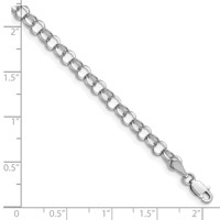 14K White Gold 4mm Solid Double Link Charm Bracelet, 7" view 3