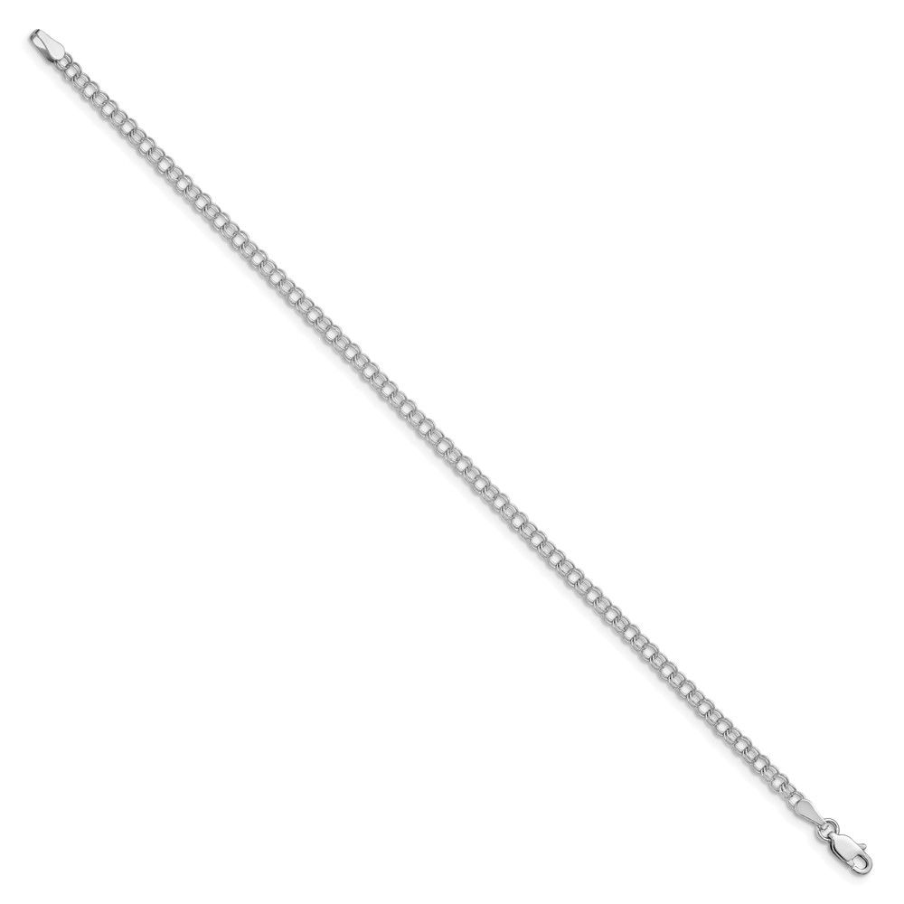 14k White Gold 3mm Solid Double Link 7 inch Charm Bracelet (WDO511-7)