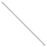 14K White Gold 3mm Solid Double Link Charm Bracelet, 7" view 2