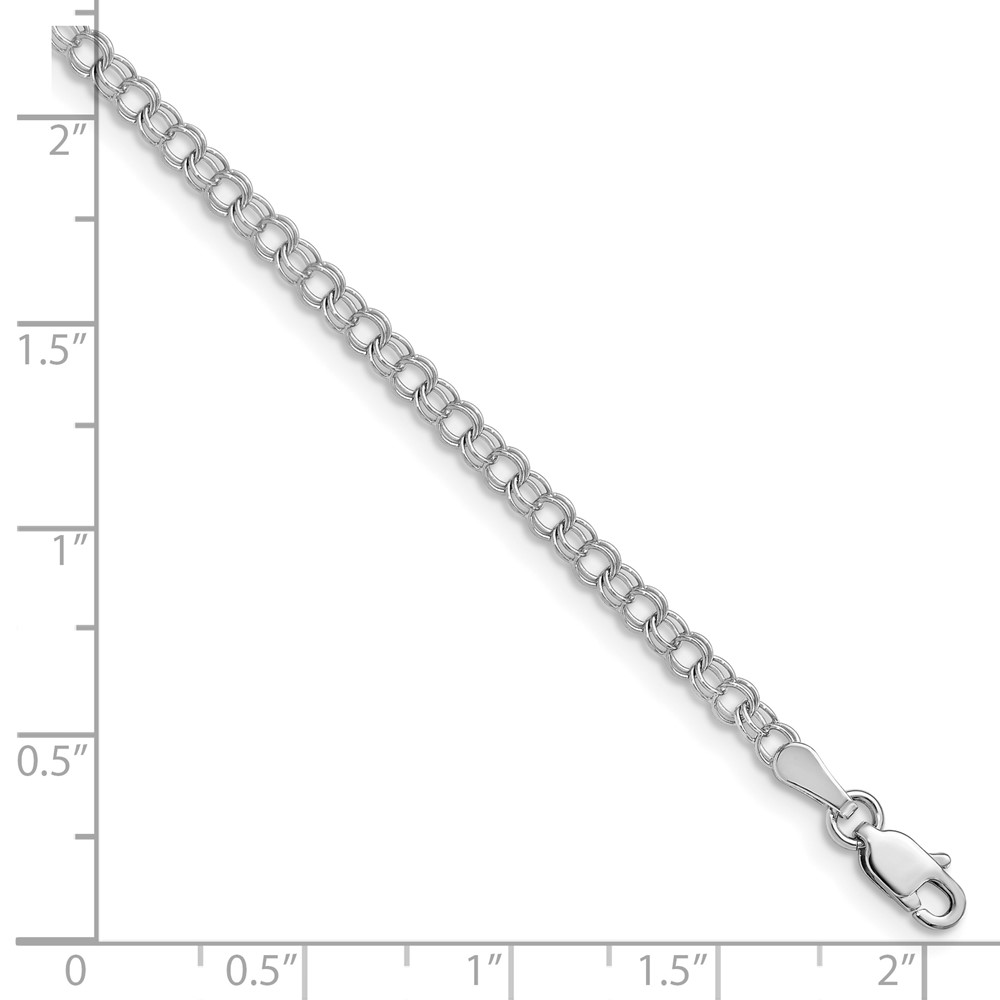 14k White Gold 3mm Solid Double Link 7 inch Charm Bracelet (WDO511-7)