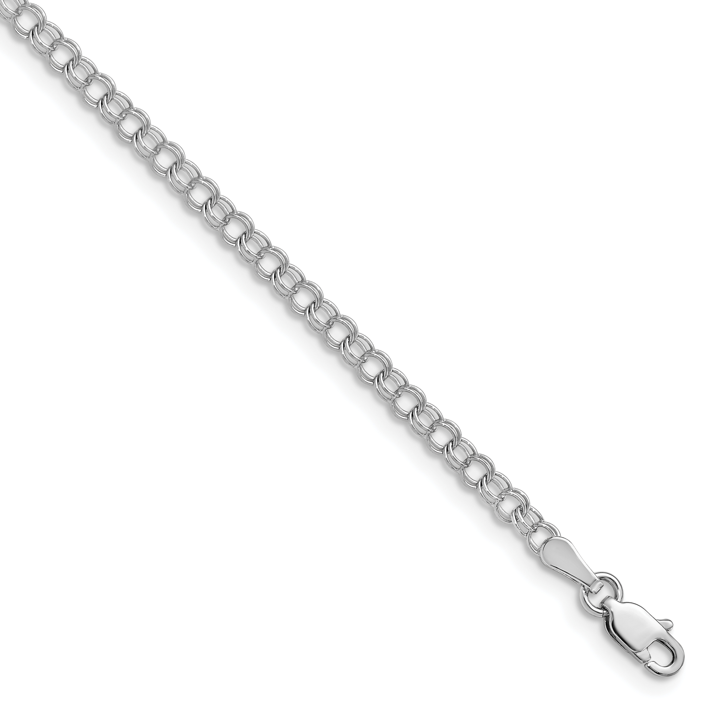 14k White Gold 3mm Solid Double Link 5.5 inch Childs Charm Bracelet (WDO511-5.5)