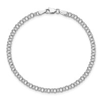 14K White Gold 3.5mm Solid Double Link Charm Bracelet - 7in view 4