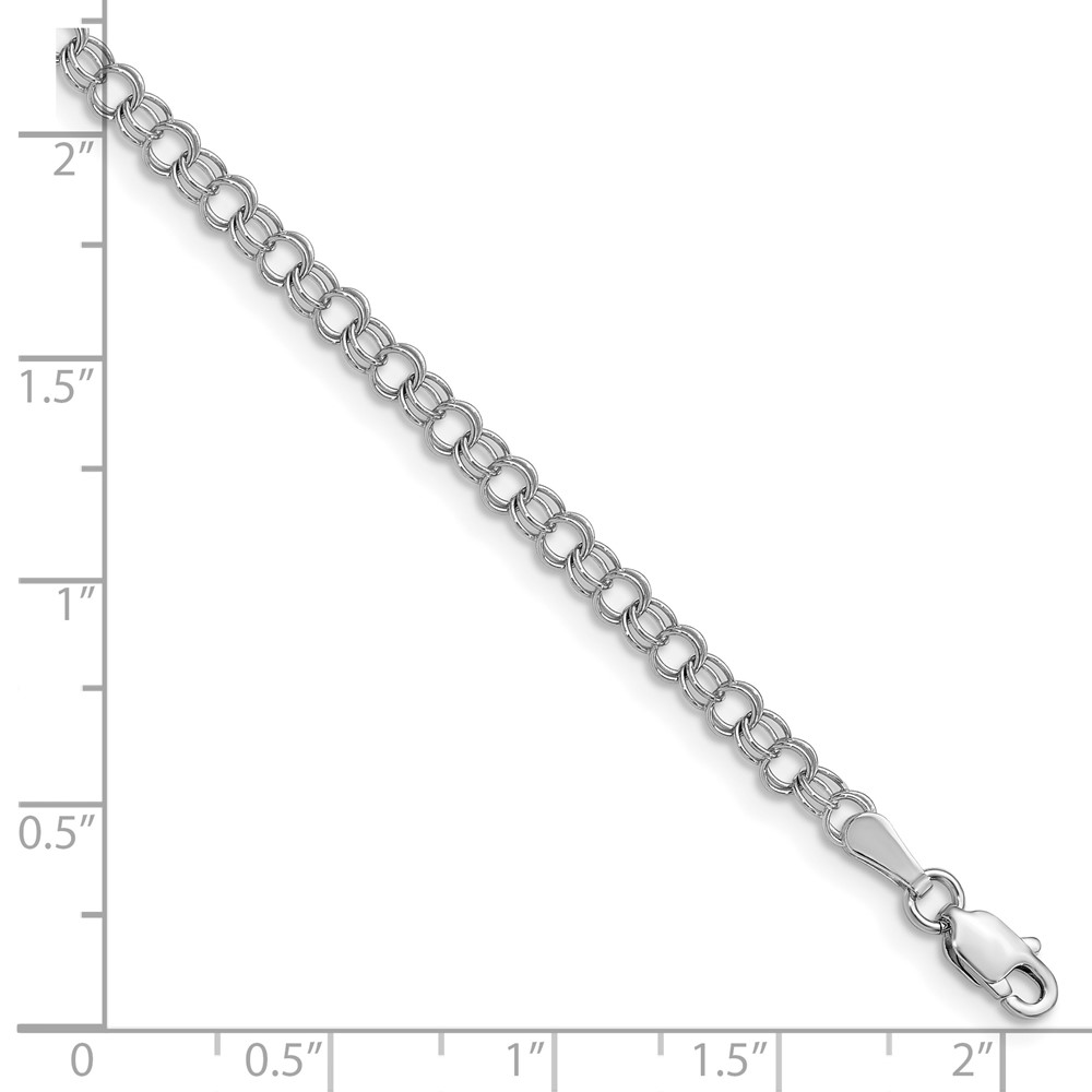 14k White Gold 3.5mm Solid Double Link 7 inch Charm Bracelet (WDO512-7)