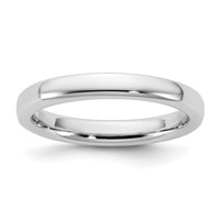 14K 3mm White Gold European Comfort Fit Band view 1
