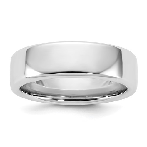 14K 6mm White Gold European Comfort Fit Band, Size 5