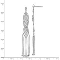 14K White Gold Fringe Beaded Chain Dangle French Hook Earrings view 4