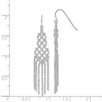 14K White Gold Fringe Beaded Chain Dangle French Hook Earrings view 4