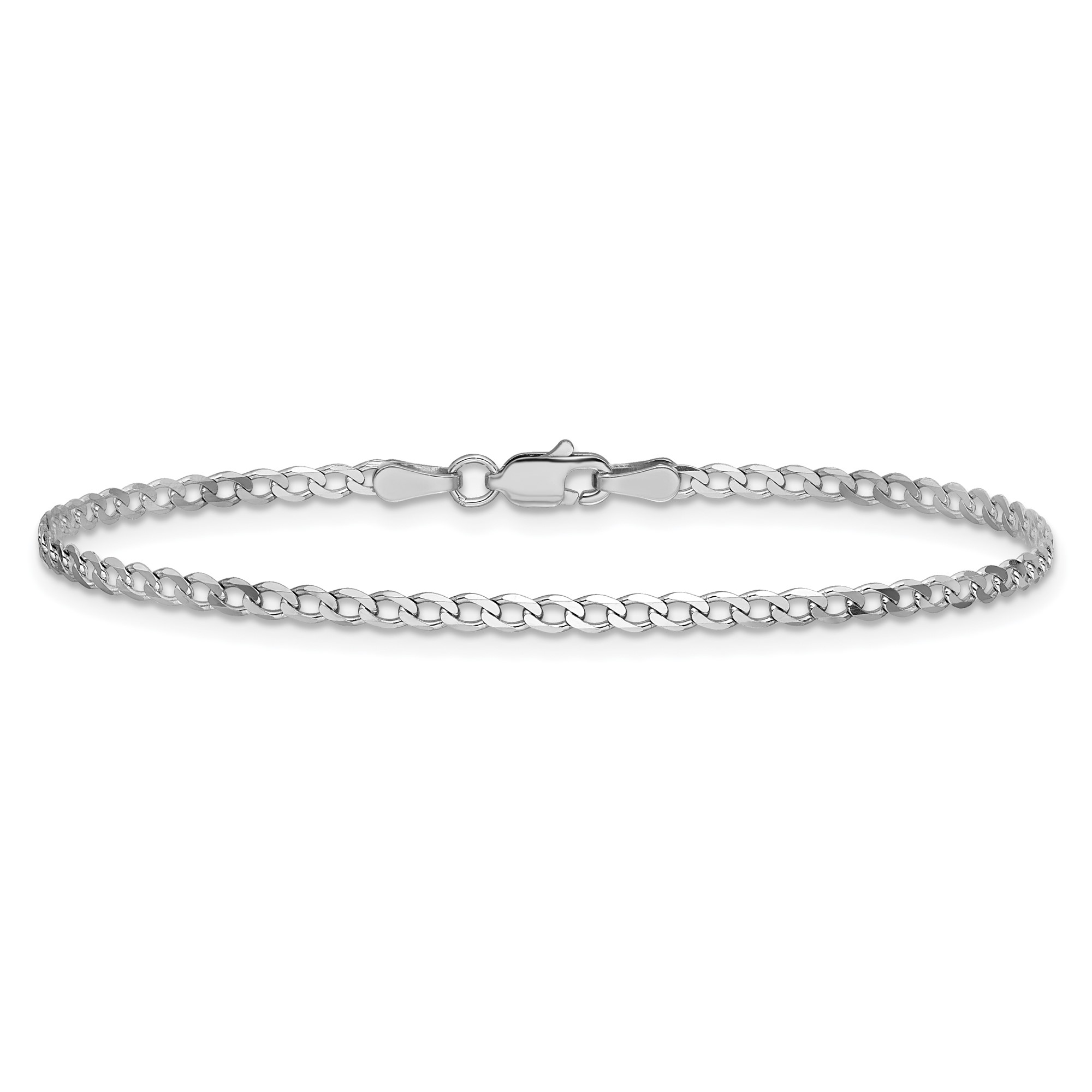 14K White Gold 2.2-9.5mm Curb Chain Necklace 7-30 Inch Mens Womens