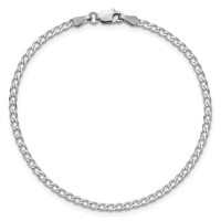 14K White Gold 2.2mm Flat Beveled Curb Chain view 4