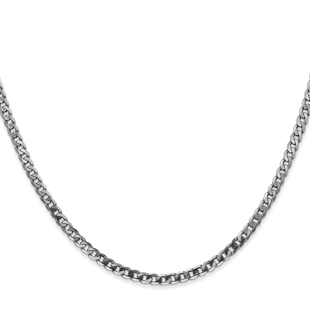 14K White Gold 24 inch 2.9mm Flat Beveled Curb with Lobster Clasp Chain (WFBU080-24)