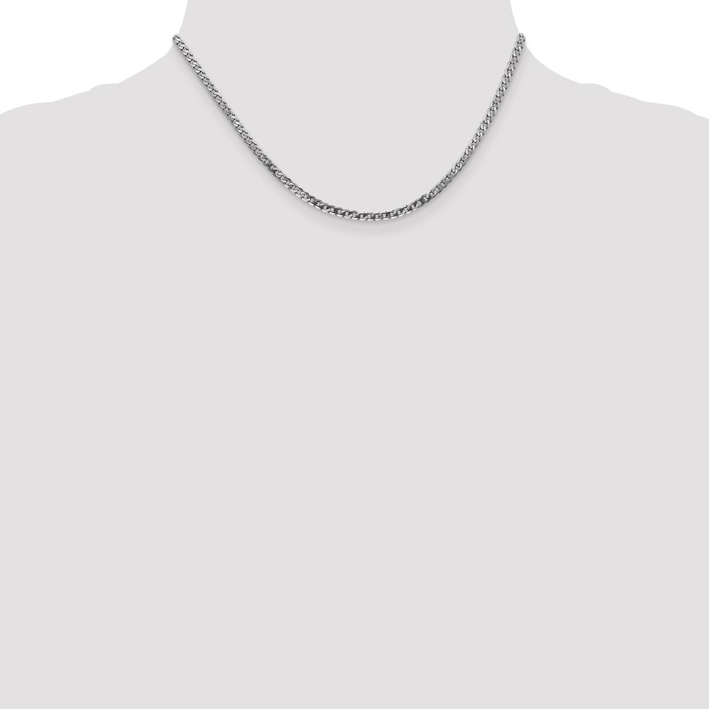14K White Gold 16 inch 2.9mm Flat Beveled Curb with Lobster Clasp Chain (WFBU080-16)