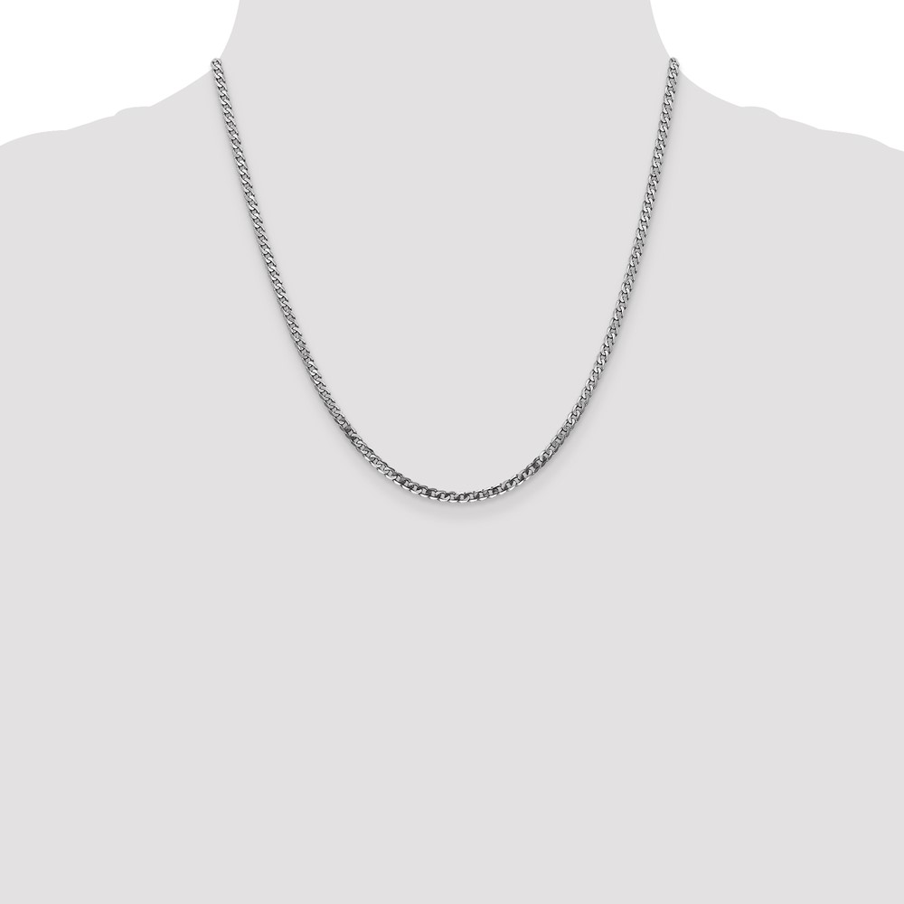 14K White Gold 20 inch 2.9mm Flat Beveled Curb with Lobster Clasp Chain (WFBU080-20)