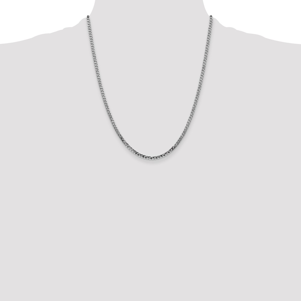 14K White Gold 22 inch 2.9mm Flat Beveled Curb with Lobster Clasp Chain (WFBU080-22)