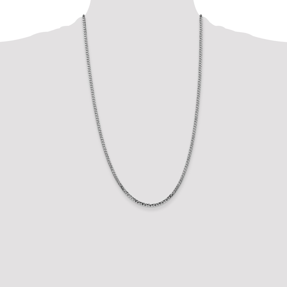 14K White Gold 26 inch 2.9mm Flat Beveled Curb with Lobster Clasp Chain (WFBU080-26)